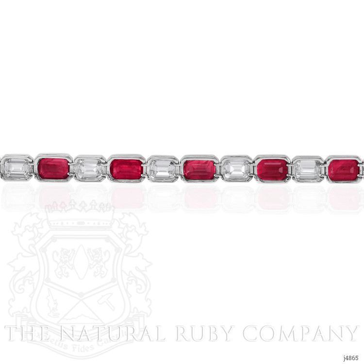 12.69 Ct.Tw. Ruby Natural Diamond Tennis/Line Bracelet, Platinum 950
